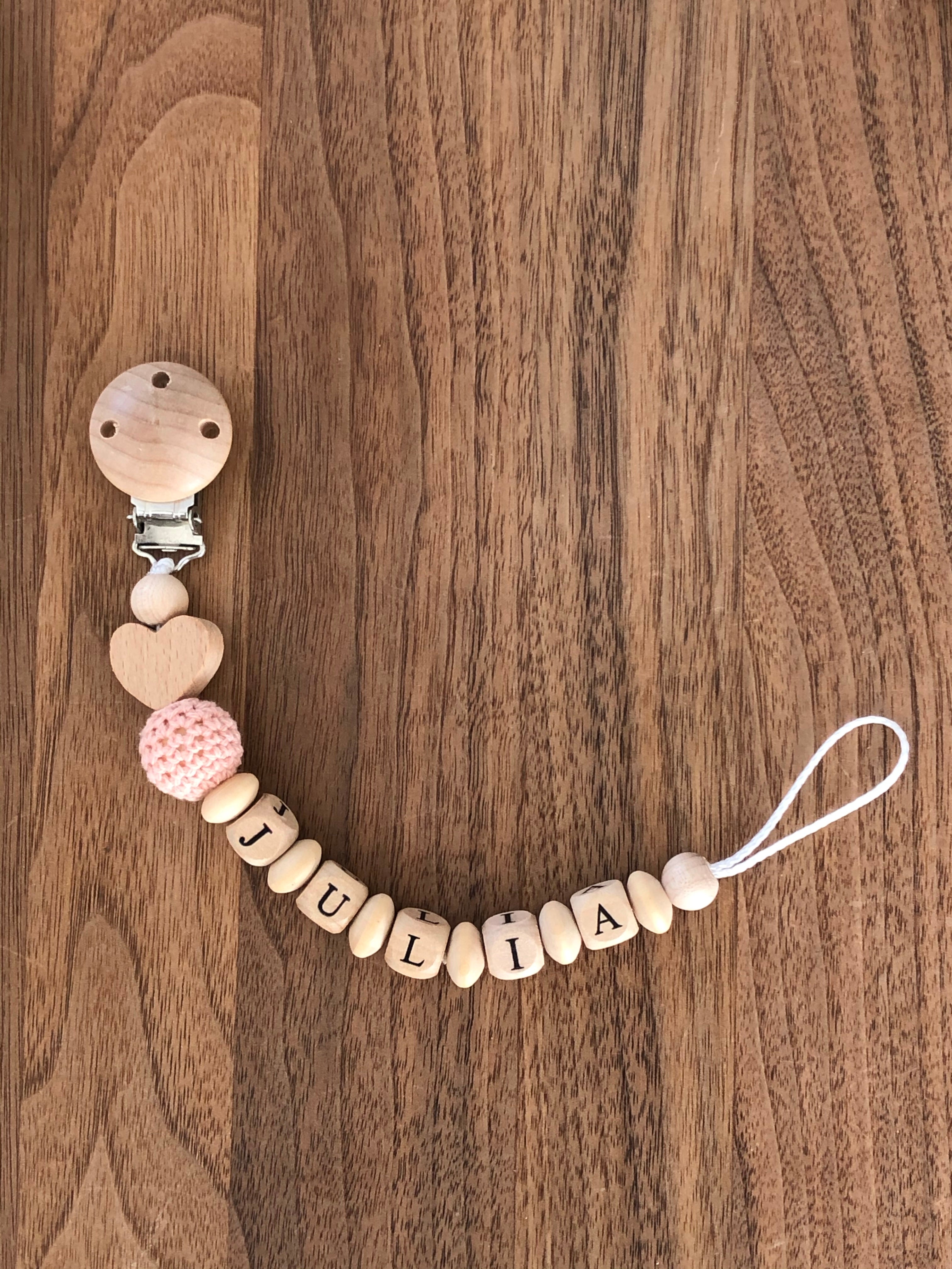 Schnullerkette Herz - Coral