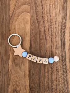 Schlüsselanhänger Mama und Papa - Silikonperlen Stern